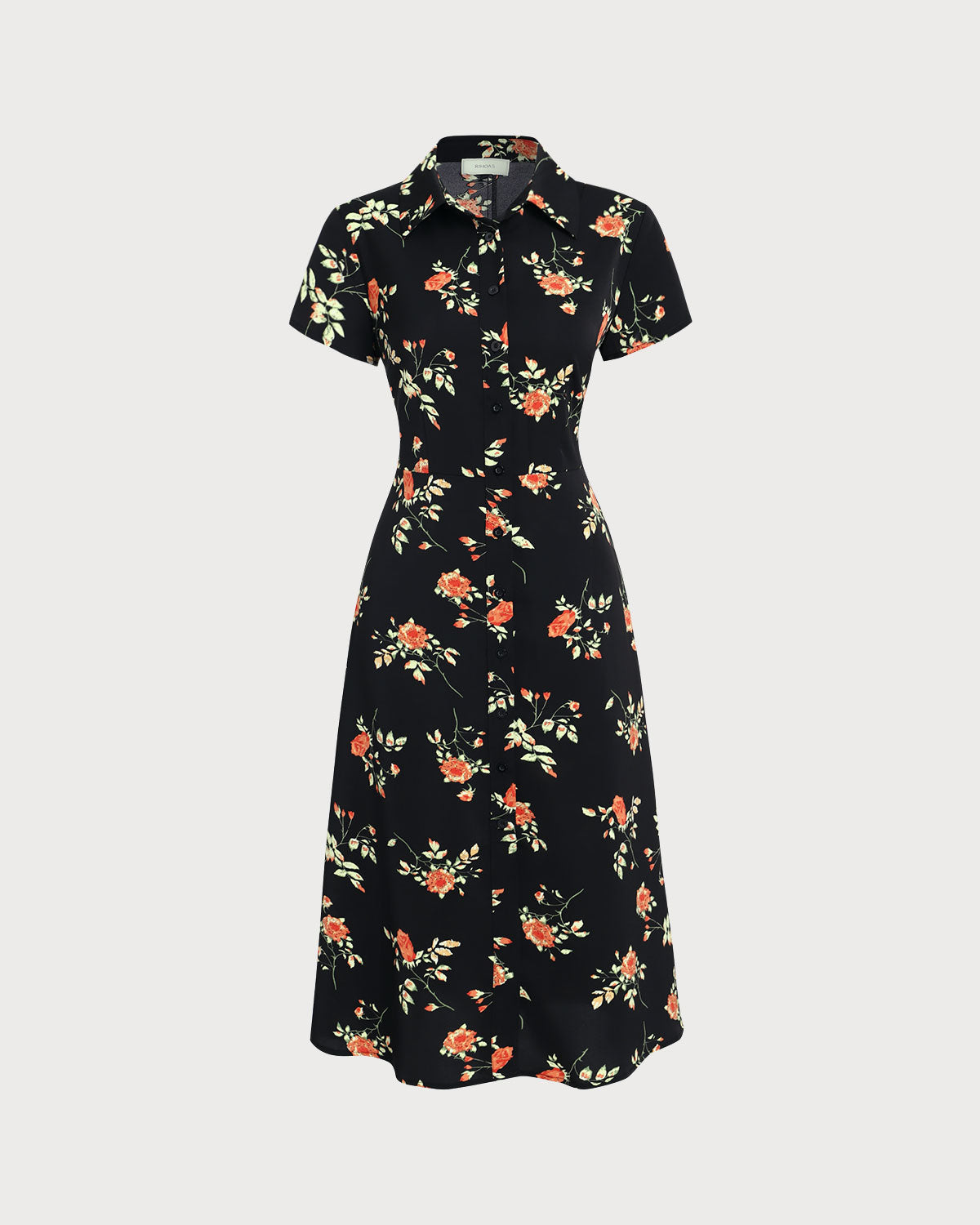 Glória - Vestido Midi Negro Floral
