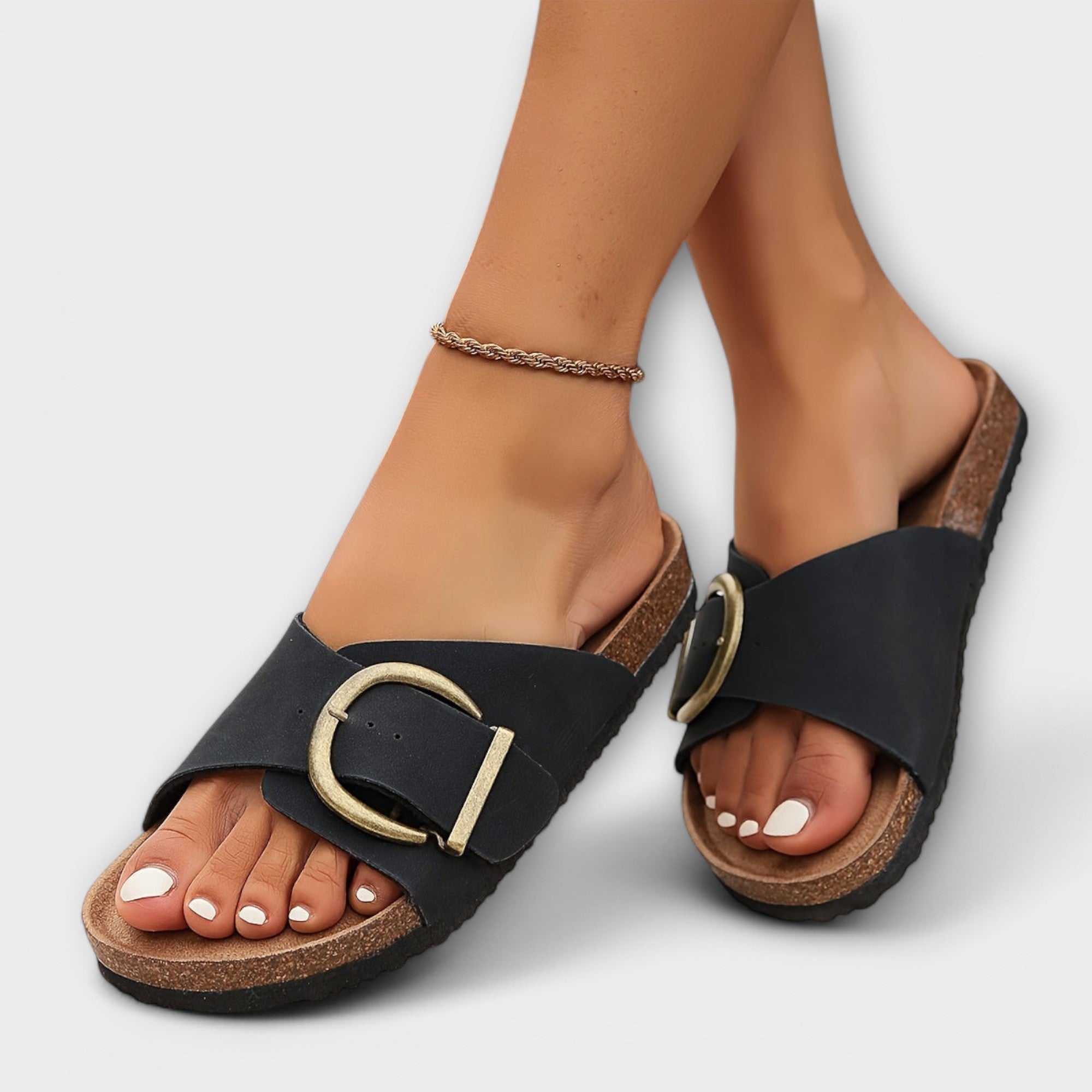 Margarida - Sandalias de corcho para mujer con diseño de hebilla