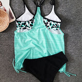 Augustus - Tankini Sólido con Estampado de Leopardo