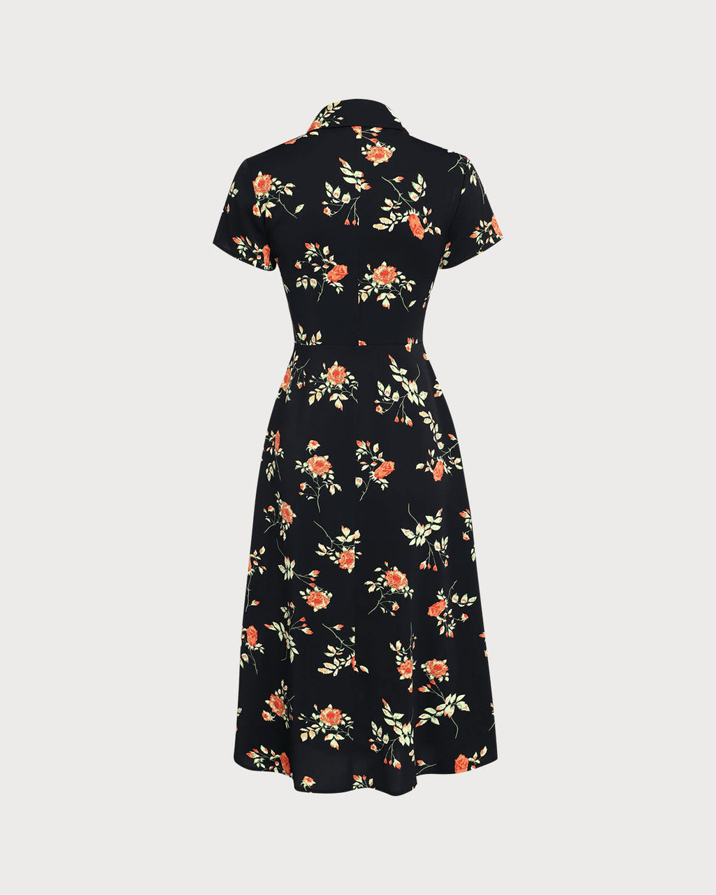 Glória - Vestido Midi Negro Floral