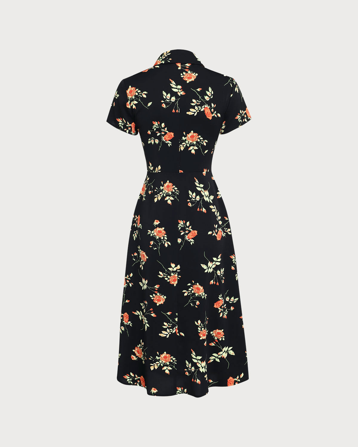 Glória - Vestido Midi Negro Floral