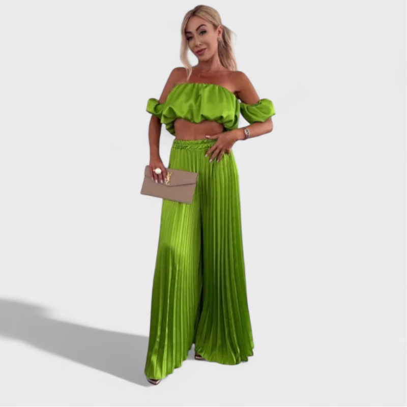 María - Conjunto Femenino Corto y Pantalón Plisado