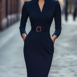 Iara - Vestido Justo Negro Refinado