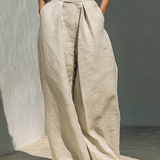 Madalena | Conjunto de Lino Premium con Cuello Alto y Pantalones Wide Leg