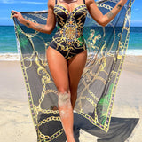 Lana – Traje de baño de una pieza con efecto push-up y falda de playa a juego