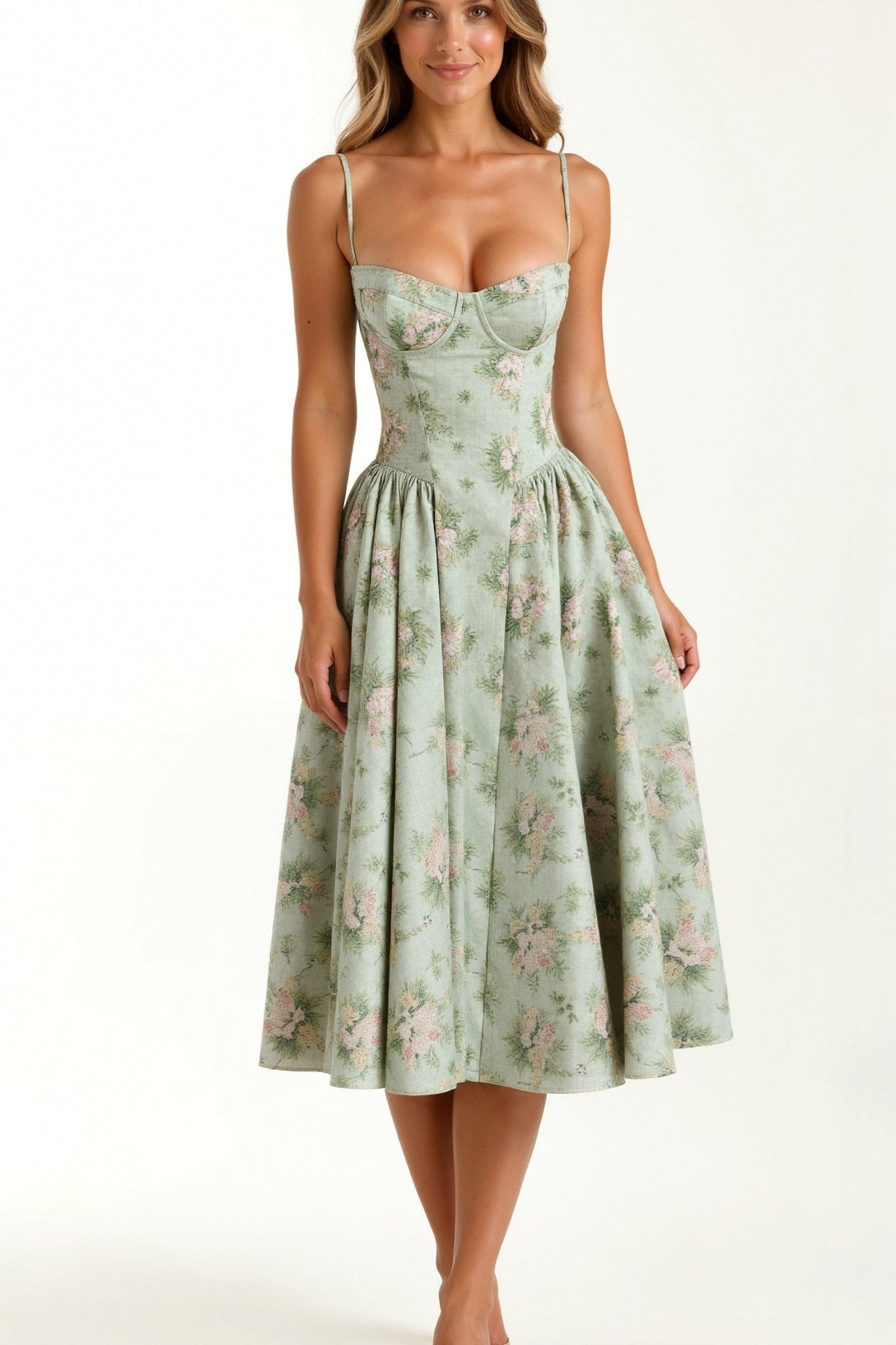 Odete - Vestido midi con corsé estructurado