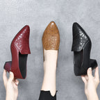 Olene - Zapatos de Tacón de Piel Vegana con Bordado Suave