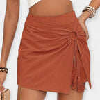 Pantalones Cortos de Cintura Alta con Falda