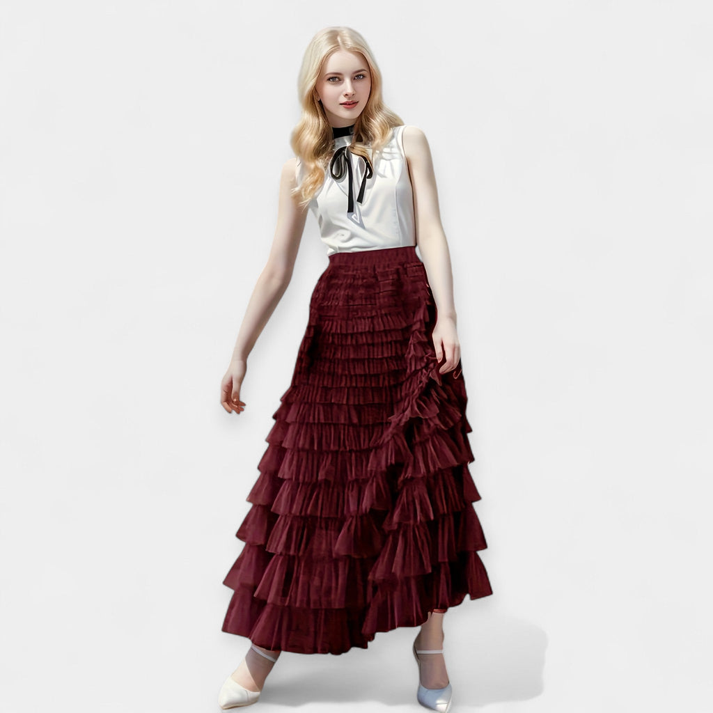 Falda Elegante con Detalle de Tul