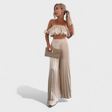 María - Conjunto Femenino Corto y Pantalón Plisado