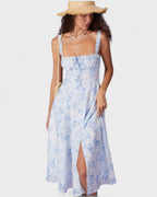 Renata - Vestido Midi Azul Floral