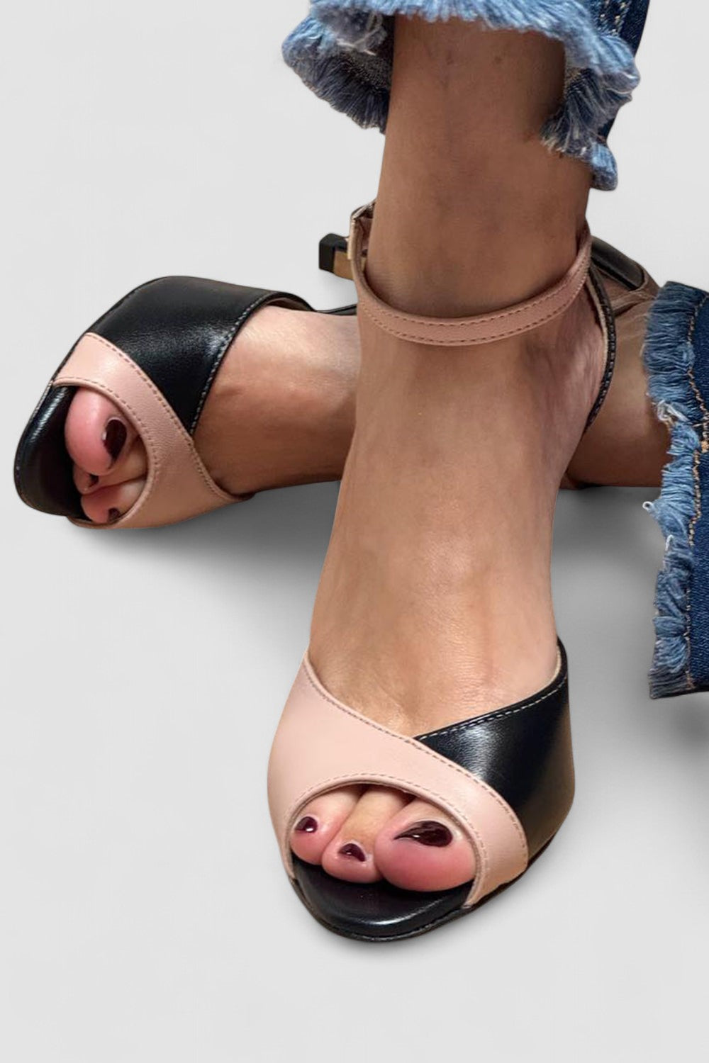 Noirella - Zapatos de tacón medio con tira en el tobillo