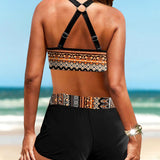 Maryan - Bikini de Diseño Geométrico con Cintura Alta y Elástica