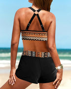 Maryan - Bikini de Diseño Geométrico con Cintura Alta y Elástica