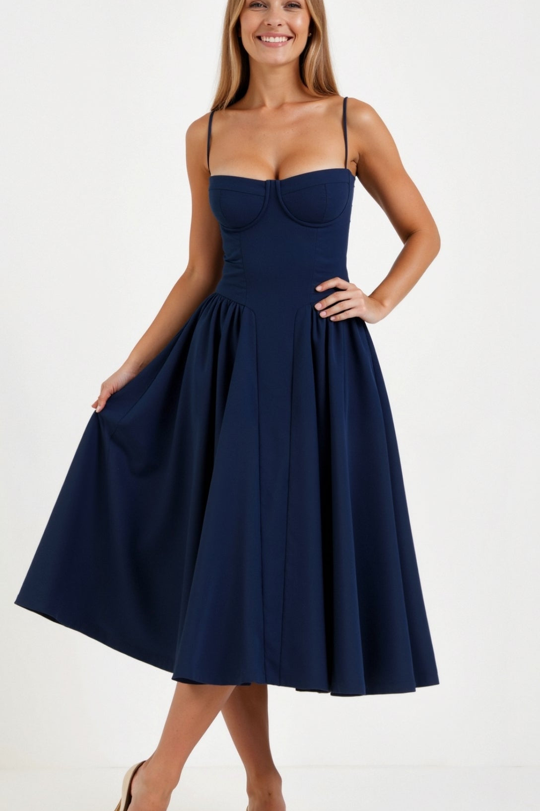 Odete - Vestido midi con corsé estructurado