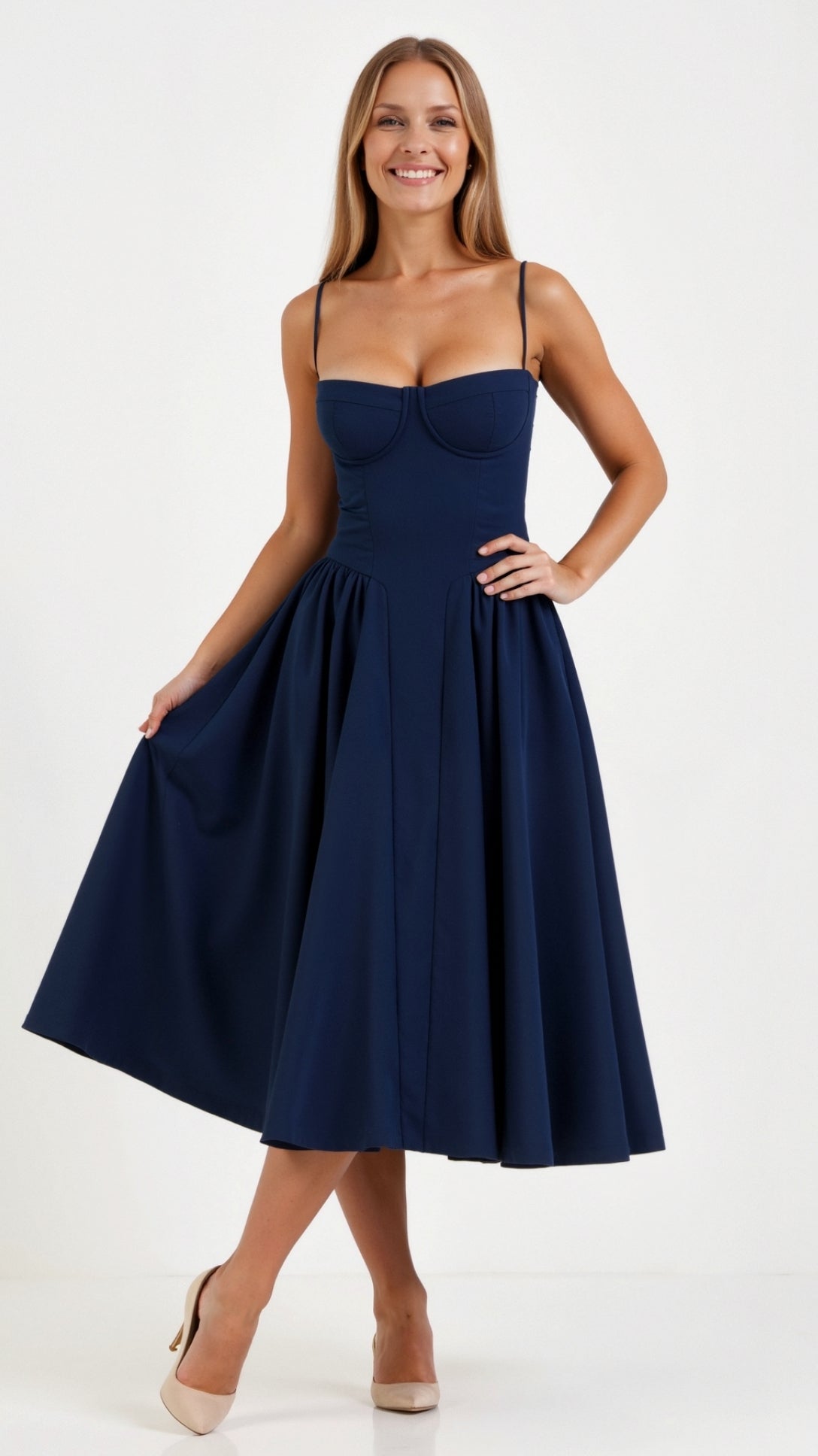 Odete - Vestido midi con corsé estructurado