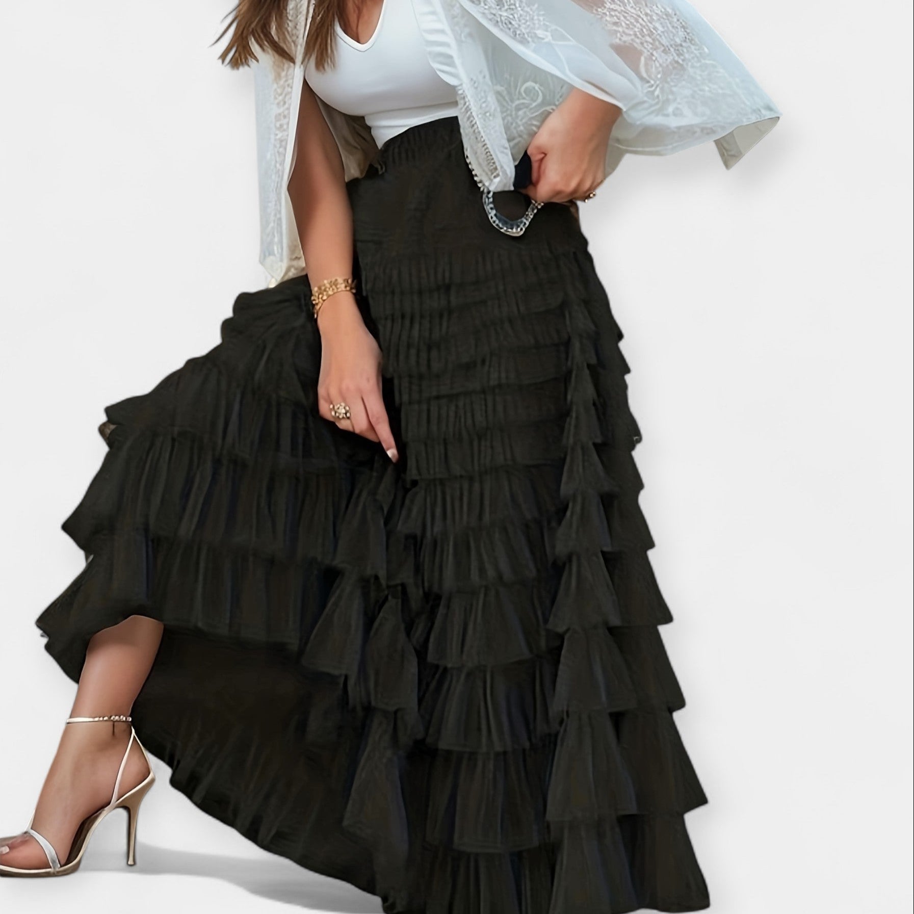 Falda Elegante con Detalle de Tul
