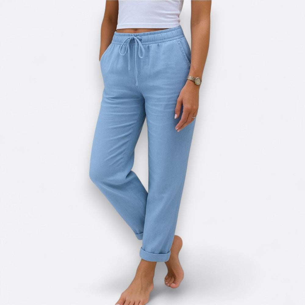 Sara - Pantalones elásticos de lino Premium