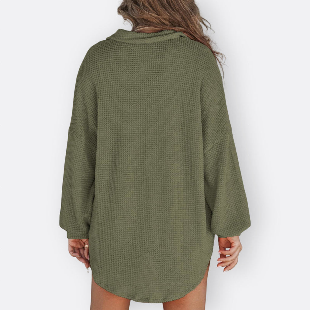 Inês - Blusa Túnica Ligera Escote en V con Botones