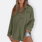 Inês - Blusa Túnica Ligera Escote en V con Botones