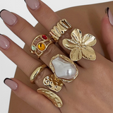Anillo Abierto en Forma de Flor Líquida de Perla