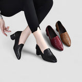 Olene - Zapatos de Tacón de Piel Vegana con Bordado Suave