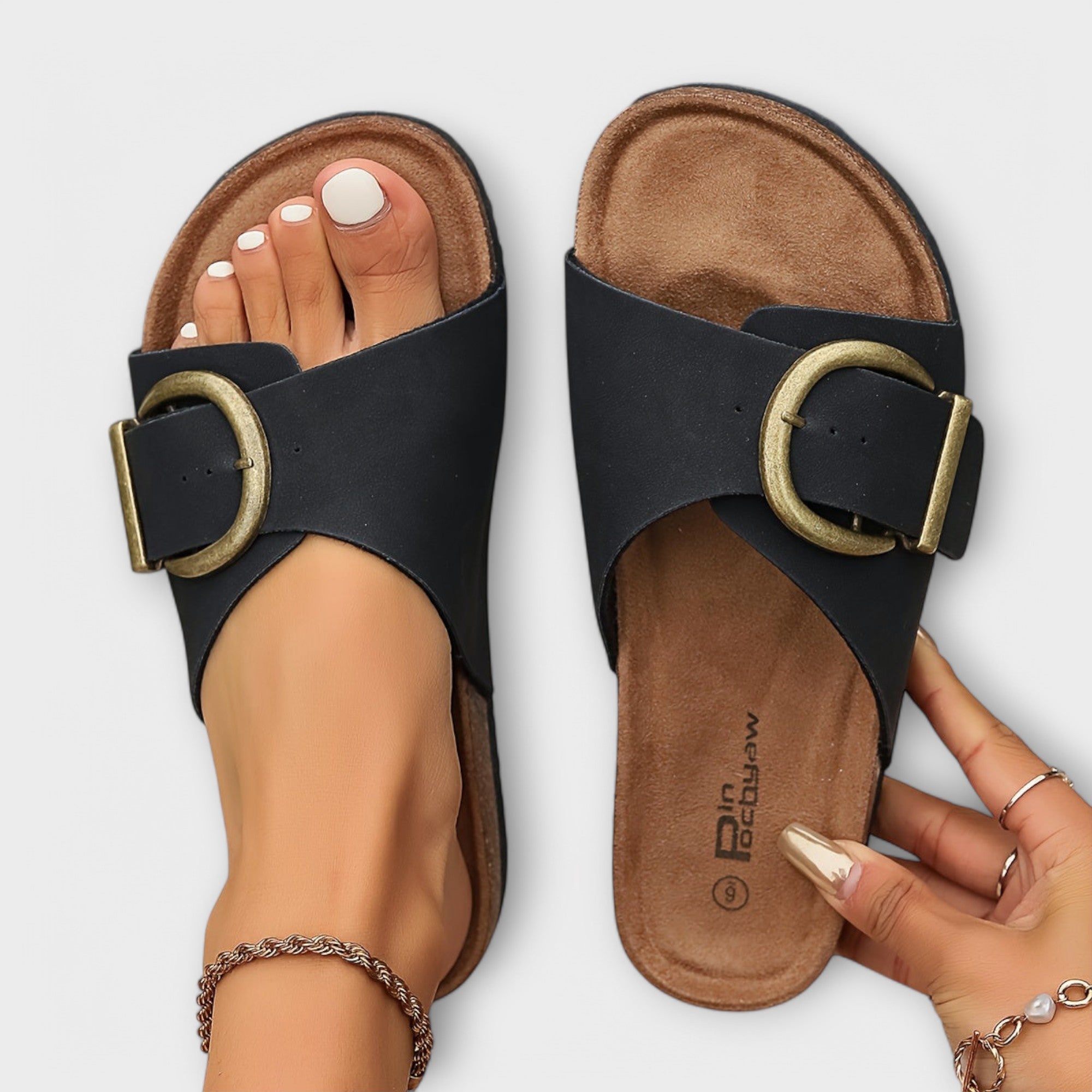 Margarida - Sandalias de corcho para mujer con diseño de hebilla