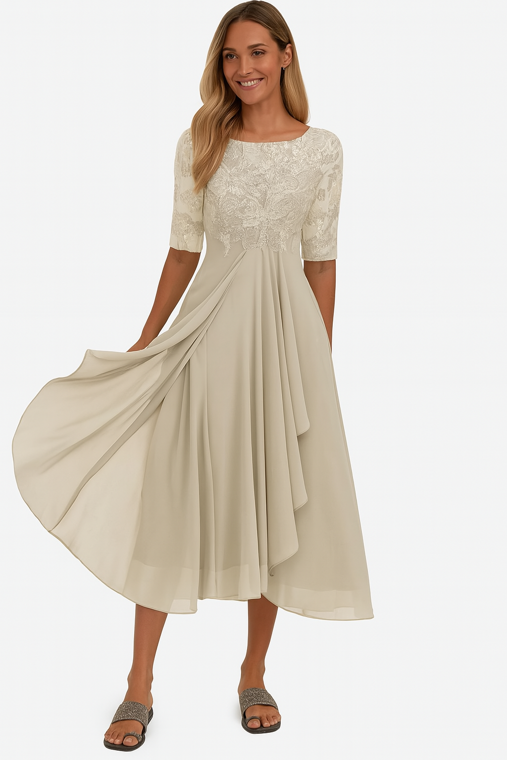 Valentina - Vestido de Encaje Manga 3/4
