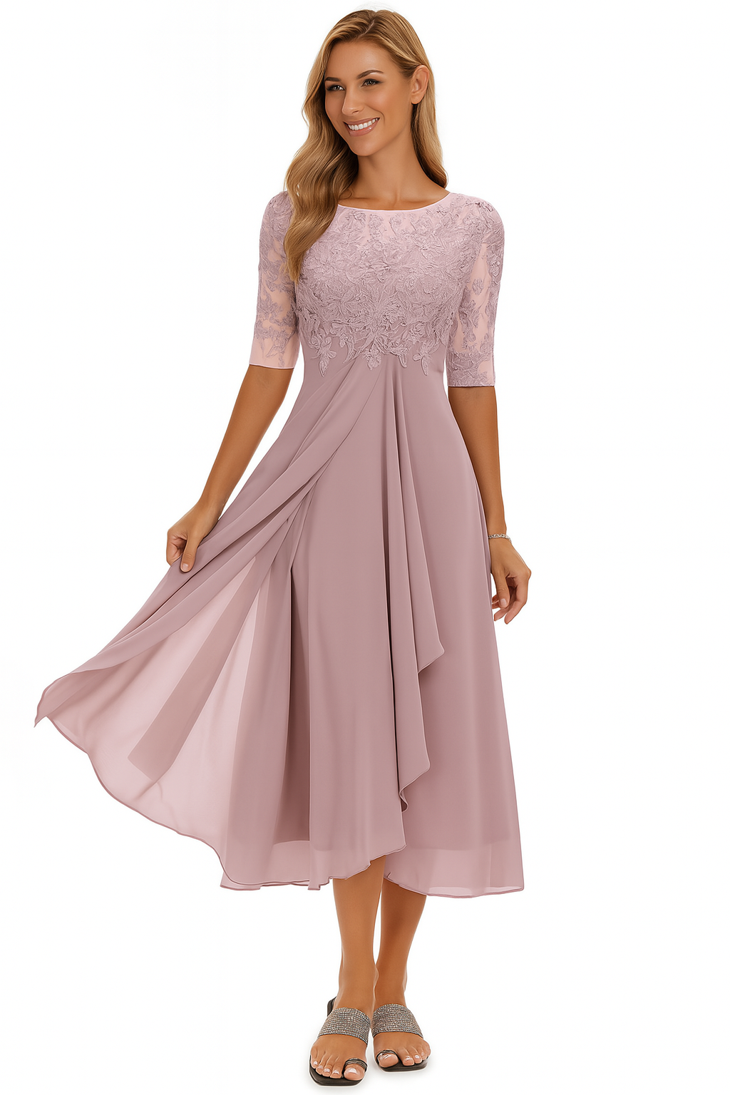 Valentina - Vestido de Encaje Manga 3/4