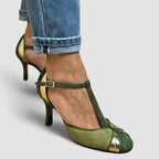 Taviana - Tacones en patchwork con tira en T y puntera cerrada