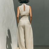Madalena | Conjunto de Lino Premium con Cuello Alto y Pantalones Wide Leg