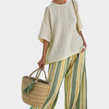 Olivia - Conjunto de Lino de Bambú Verde Oliva