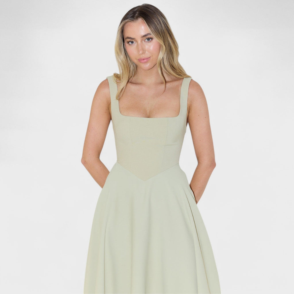 Maribel - Vestido Midi de escote cuadrado