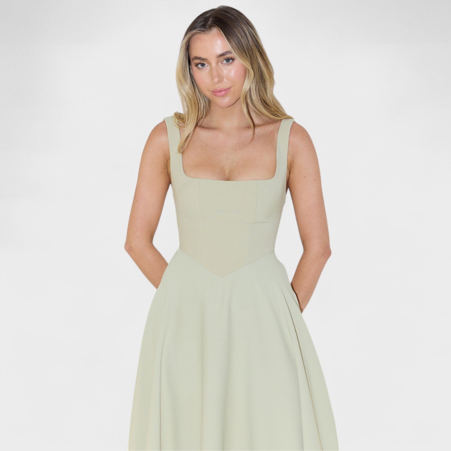Maribel - Vestido Midi de escote cuadrado