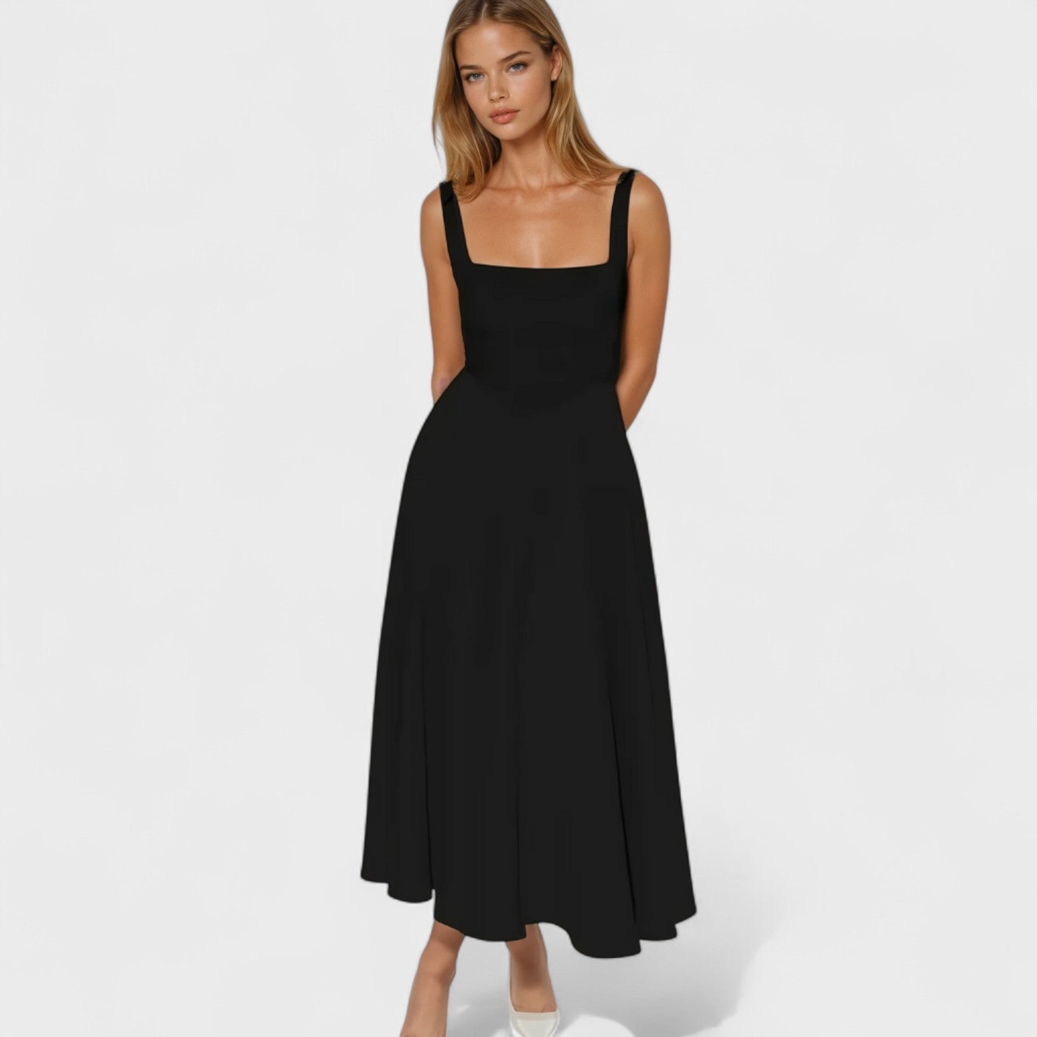 Maribel - Vestido Midi de escote cuadrado