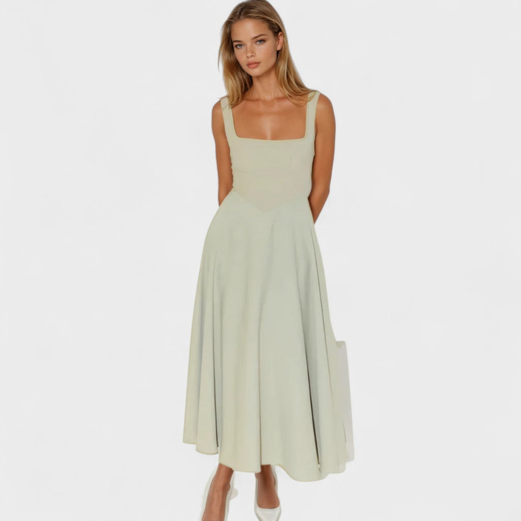 Maribel - Vestido Midi de escote cuadrado