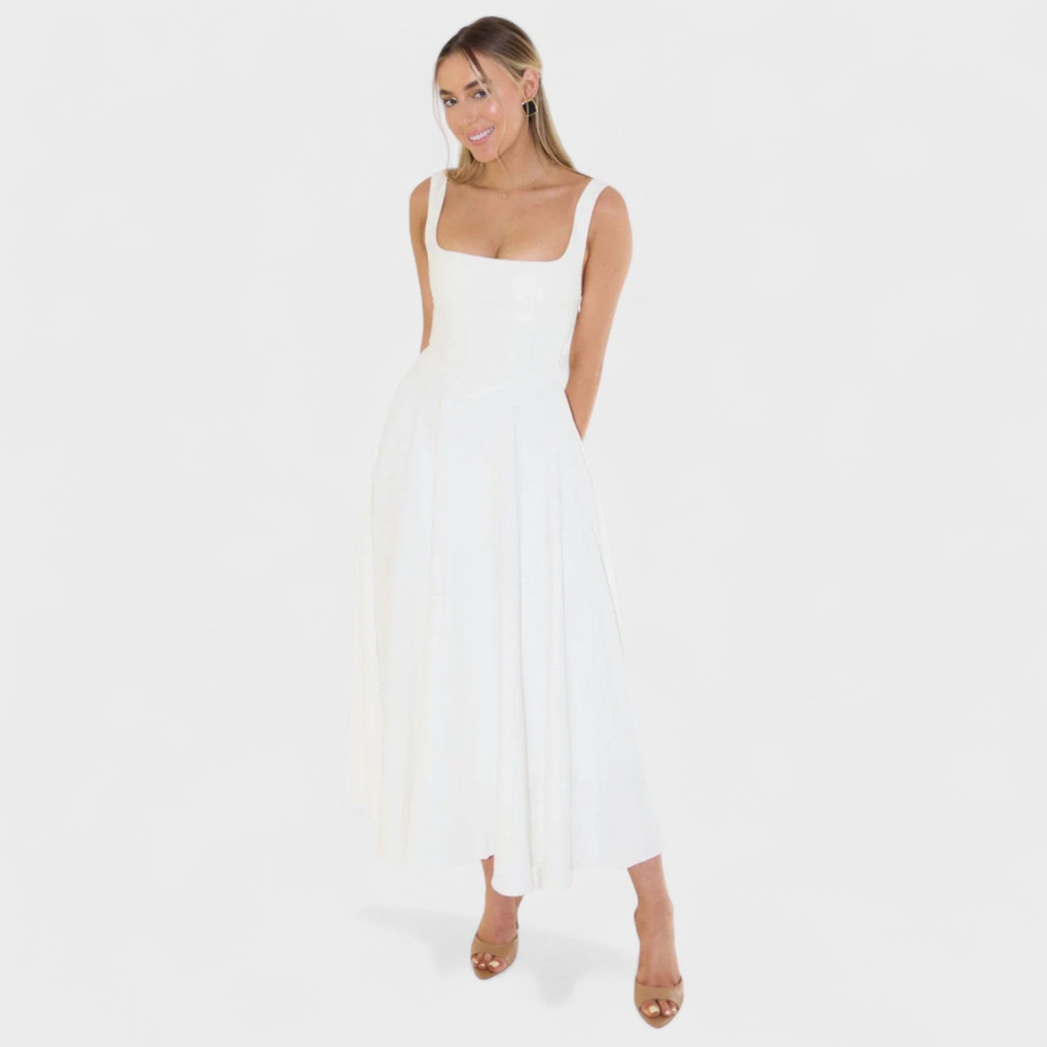 Maribel - Vestido Midi de escote cuadrado