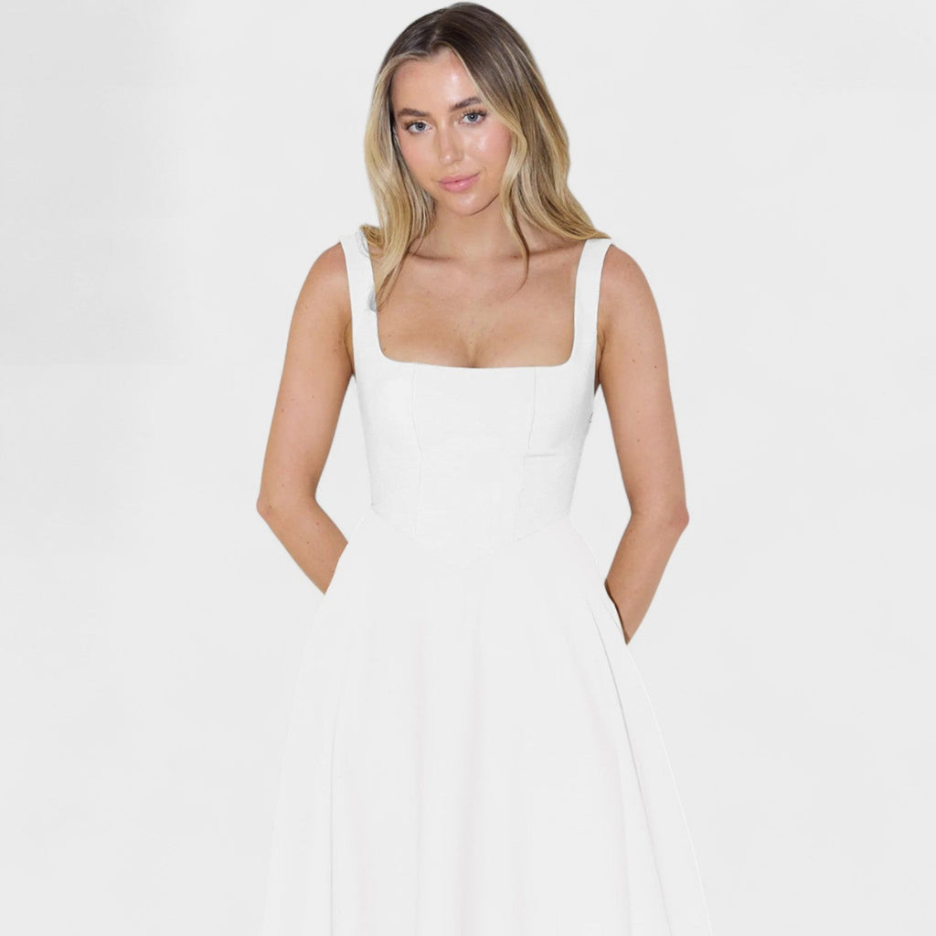 Maribel - Vestido Midi de escote cuadrado