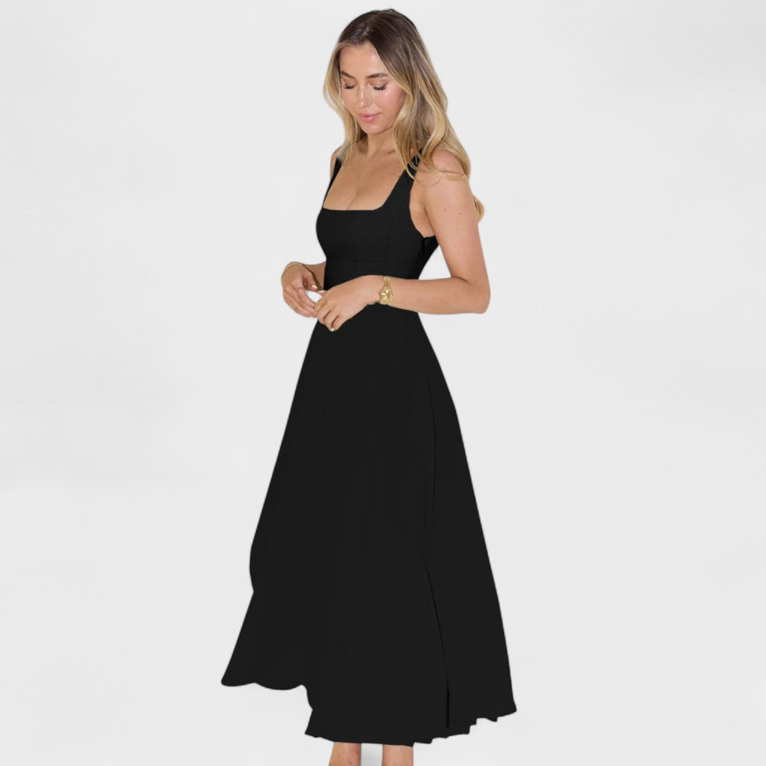 Maribel - Vestido Midi de escote cuadrado