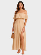 Beatriz - Vestido maxi con hombros al descubierto