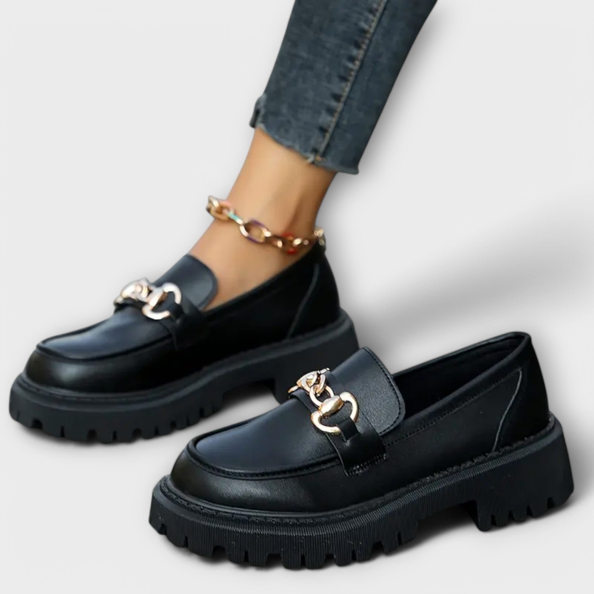 Lúcia - Mocasines de plataforma para mujer con hebilla de cierre