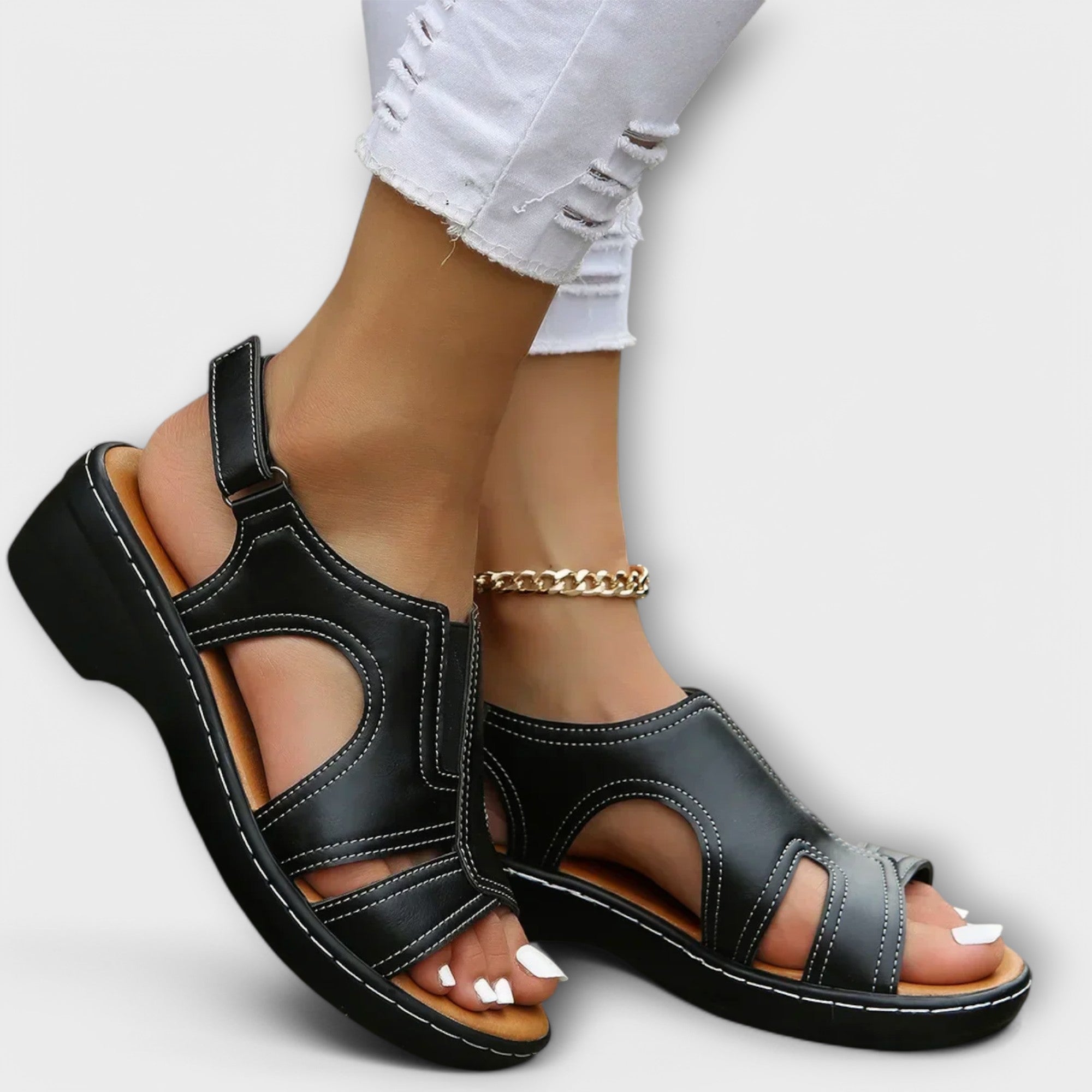 Cristina - Sandalias con Tacón Confortable