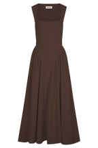 Sara - Vestido midi de punto marrón