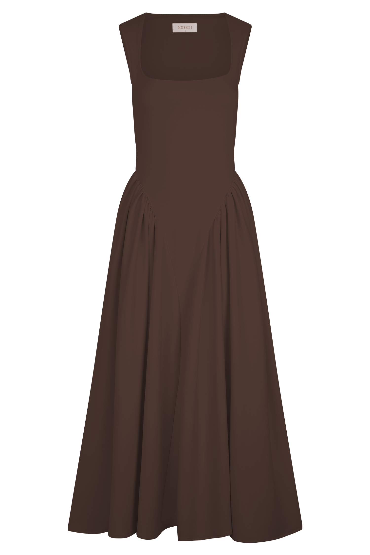 Sara - Vestido midi de punto marrón