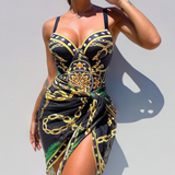 Lana – Traje de baño de una pieza con efecto push-up y falda de playa a juego