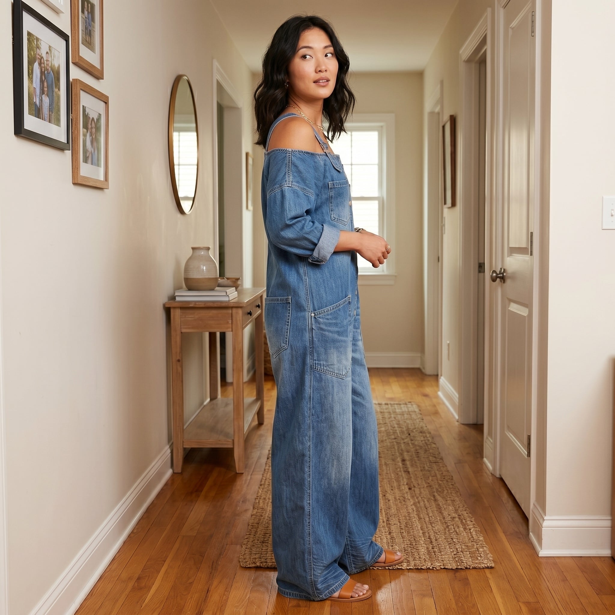 Joana - Mono de Mezclilla con Escote Asimétrico