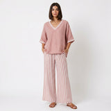 Clara - Conjunto de Lino Túnica y Pantalones Rayas
