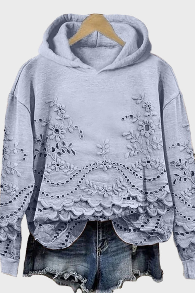 Sudadera con Capucha de Encaje