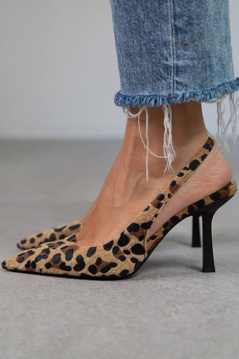 Liorina - Zapatos de tacón en caqui con estampado