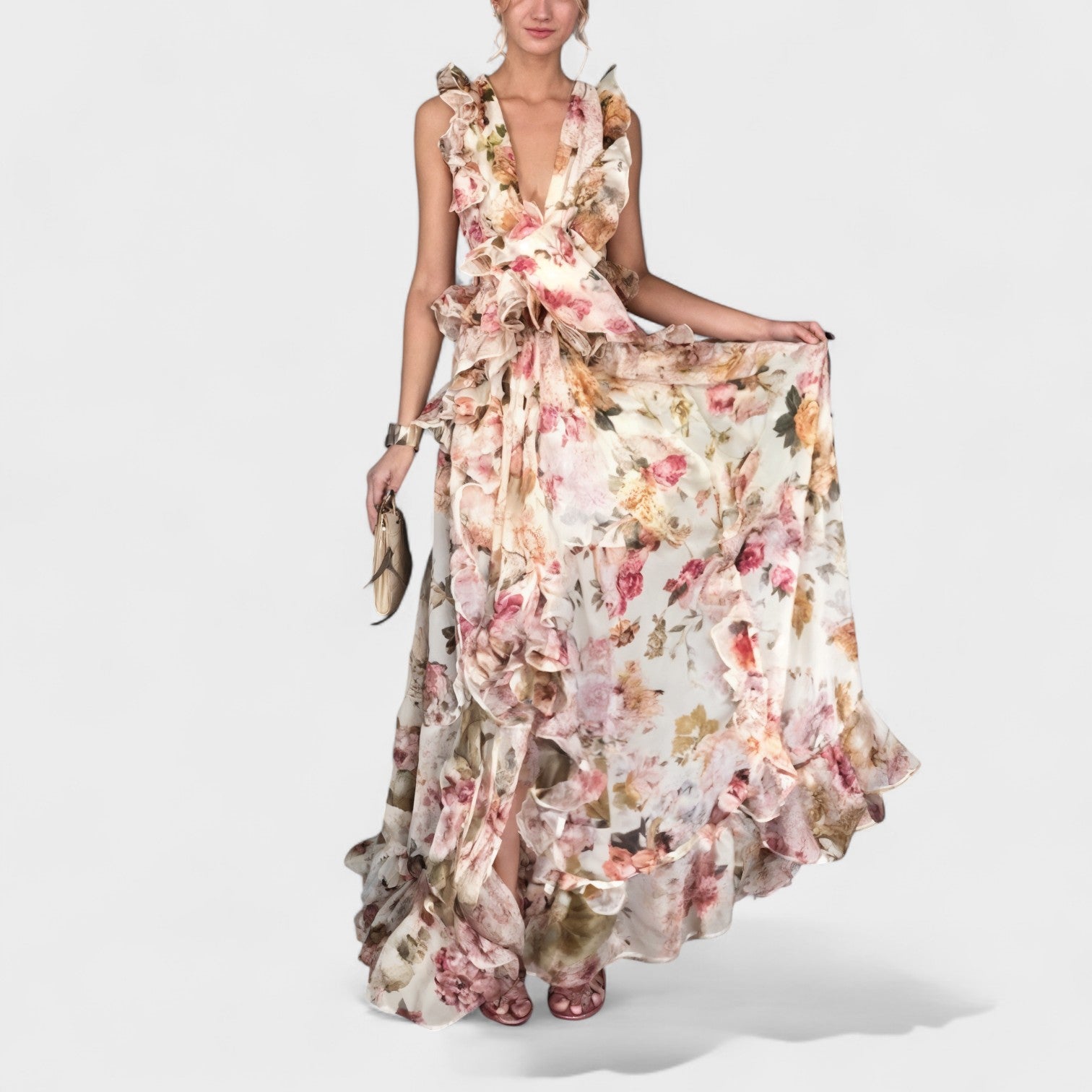 Isabela - Vestido largo con volantes